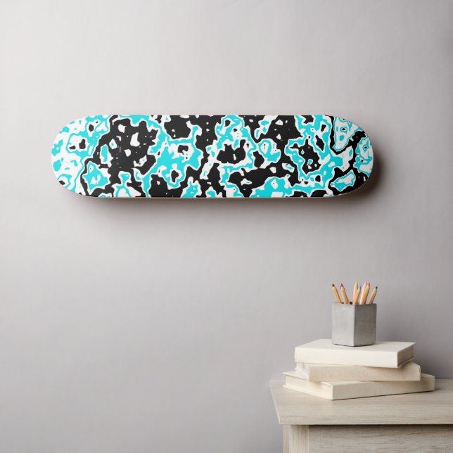 Cyan- und Black-Wirbel Skateboard (Wandkunst (Horz))