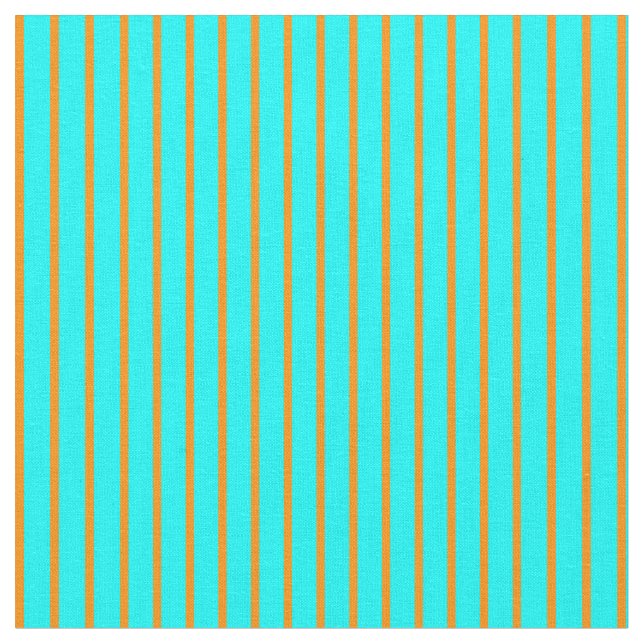 Cyan und Dark Orange farbige Linienmuster Stoff (Nahaufnahme)