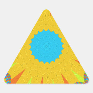 Cyan- und Gold-Mandala-Kunstprint Dreieckiger Aufkleber