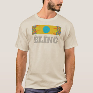Cyan und Gold Mandala Kunstprint T-Shirt