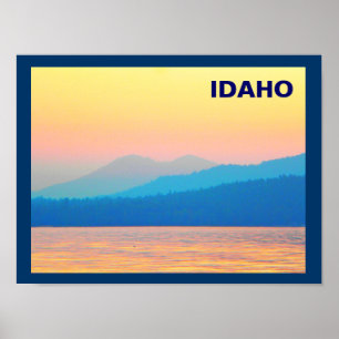 Cyan und Lachs Sunset Poster