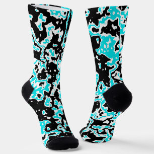 Cyan- und schwarze Wirbel Telefon-Ringständer Socken