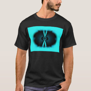 Cyan- und schwarzer abstrakter Kunstdruck T-Shirt