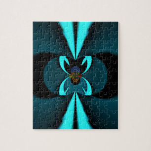 Cyan- und schwarzer abstrakter Kunstprint Puzzle