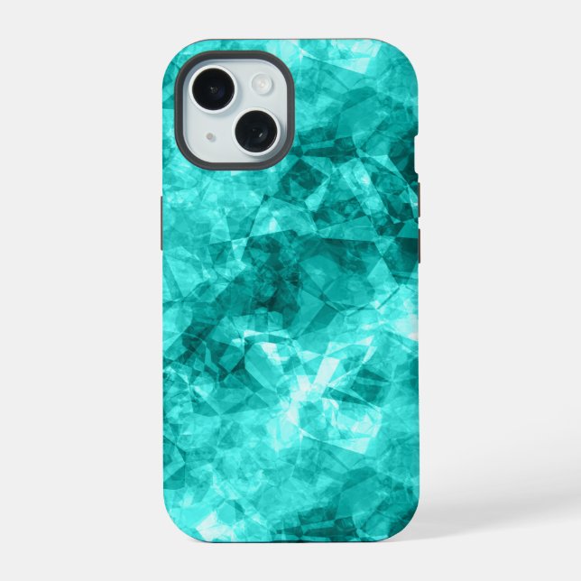 Cyan zerknitterte Textur iPhone 15 Hülle (Rückseite)