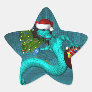 Cyaner Drache Stern-Aufkleber