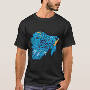 Cyaner Kampffisch großes Muster T-Shirt