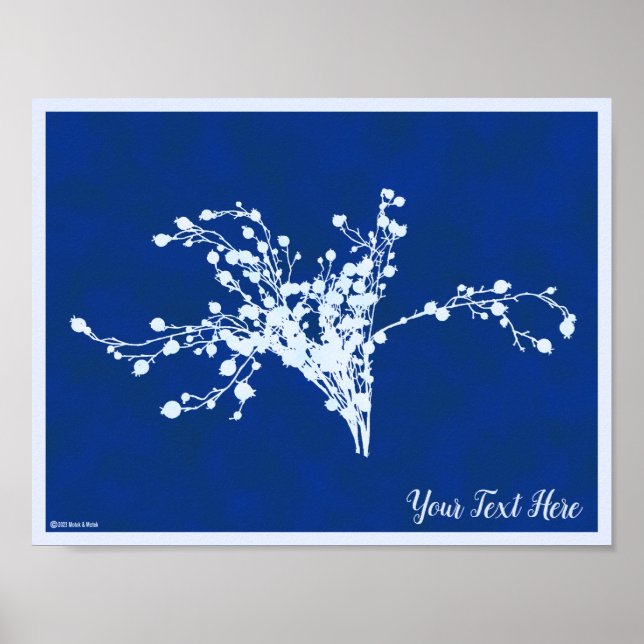 Cyano Print Berries Poster (Vorne)