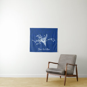 Cyano Print Berries Wandteppich