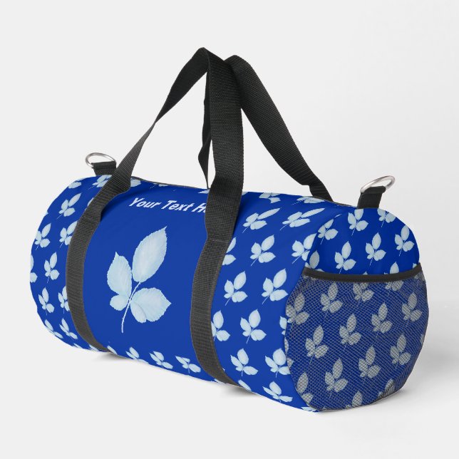 Cyano Print Bramble-Blätter Duffle Bag (Rechte Ecke)