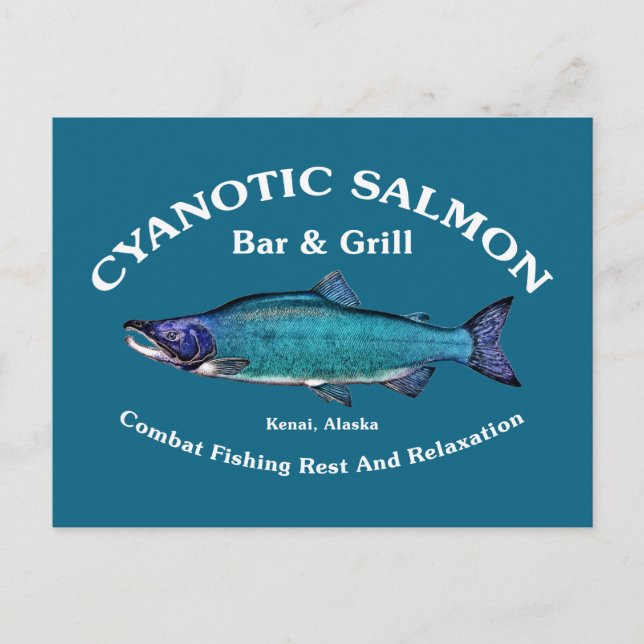Cyanotic Lachs Bar & Grill Postkarte (Vorderseite)