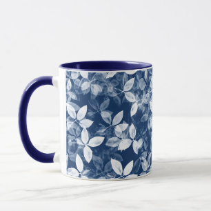 Cyanotype Blue Leaf Print Tasse