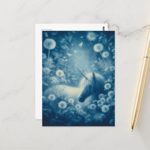 Cyanotype Dandelion Unicorn Dreams Postkarte