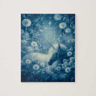 Cyanotype Dandelion Unicorn Dreams Puzzle
