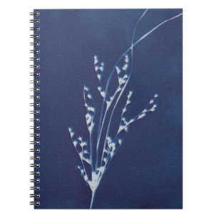 Cyanotype Print Grass Blue und White Notebook Notizblock