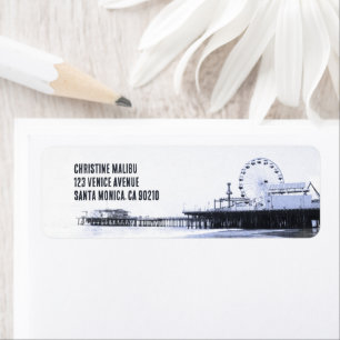 Cyanotype Santa Monica Pier Adressenaufkleber