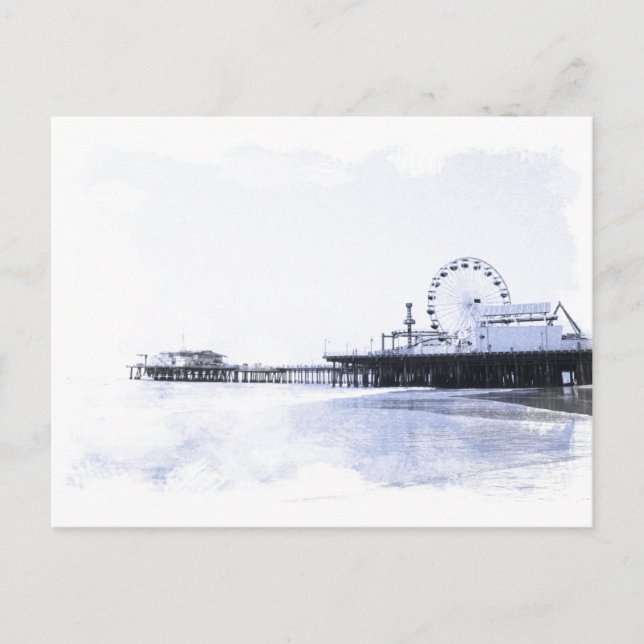 Cyanotype Santa Monica Pier Postkarte (Vorderseite)
