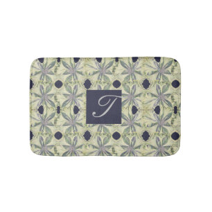 Cyanus Blume und Marine Bl. Monogrammm Badematte