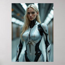 Cyber Aphrodite: Chrome Beauty Poster