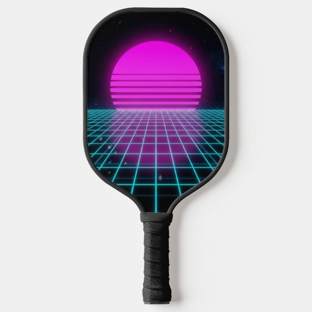 Cyber Athletic Laser Horizon Neon 80er Custom  Pickleball Schläger (Vorderseite)