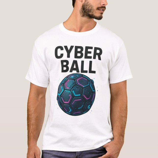Cyber Ball Neon Futuristic Football Design T-Shirt (Vorderseite)