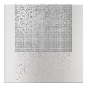 Cyber Binary Minimal Monochromatic Silver Gray Lux Poster