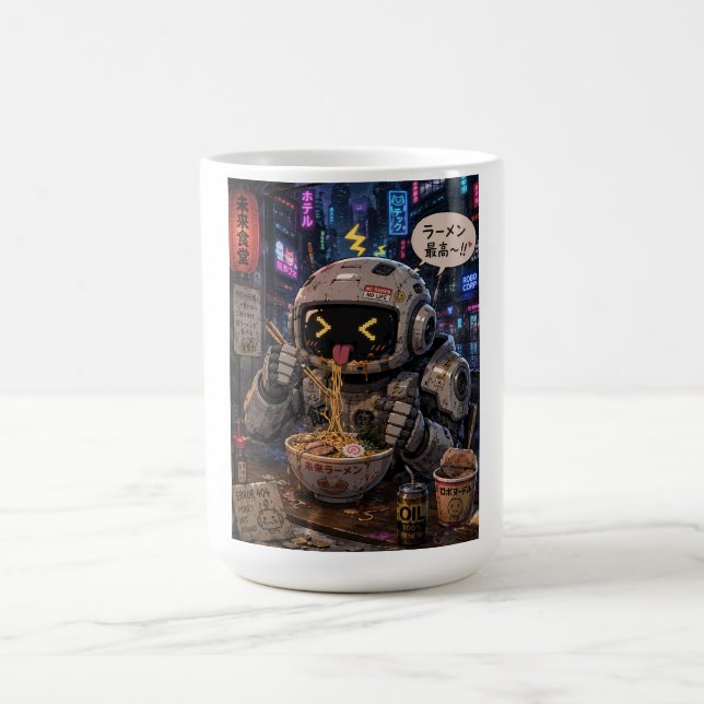 Cyber Bites – Roboter-Ramen-Nacht Kaffeetasse (Mittel)