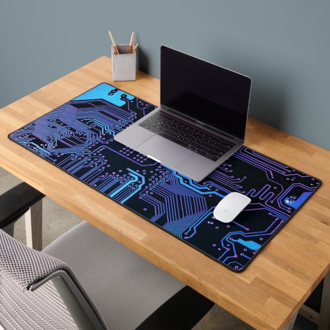 Cyber Blue PCB-Schaltplan-Ästhetik Schreibtischunterlage (Büro 2)