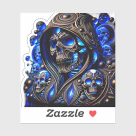 Cyber Blue Phantom Skull - Neon Glow Edition Aufkleber