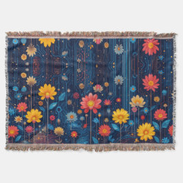 Cyber Blueish Bloom Decke