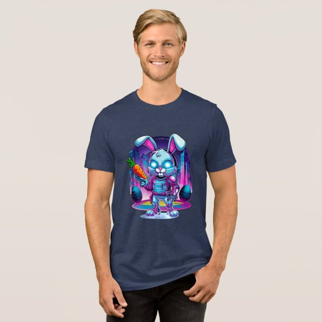 Cyber Bunny überraschend Tri-Blend Shirt (Vorderseite voll)