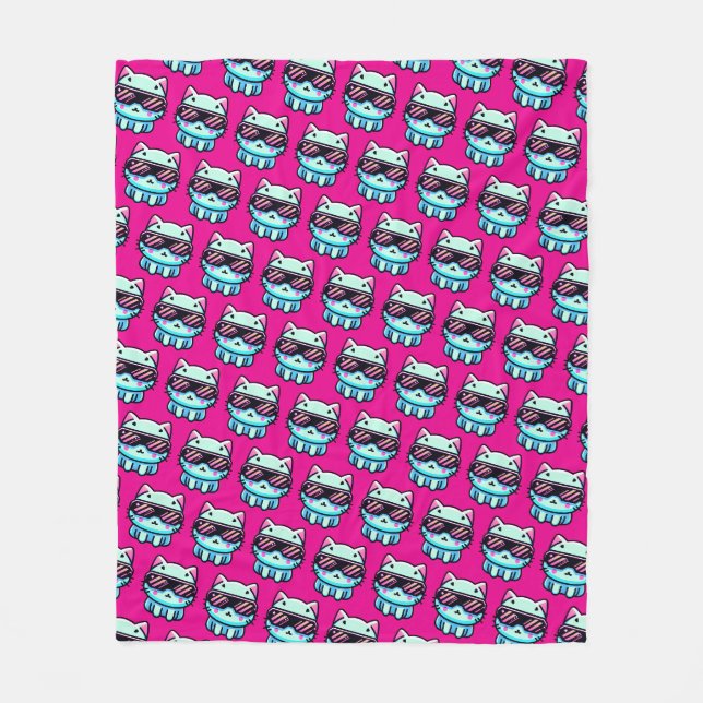 Cyber Cat Fleecedecke (Vorderseite)