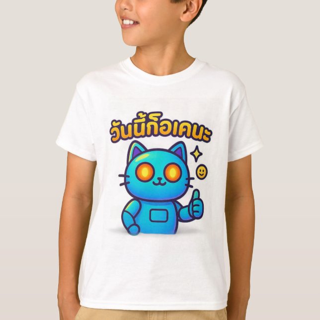 Cyber-Cat Thumbs Up   Boys’- t-shirt (Vorderseite)