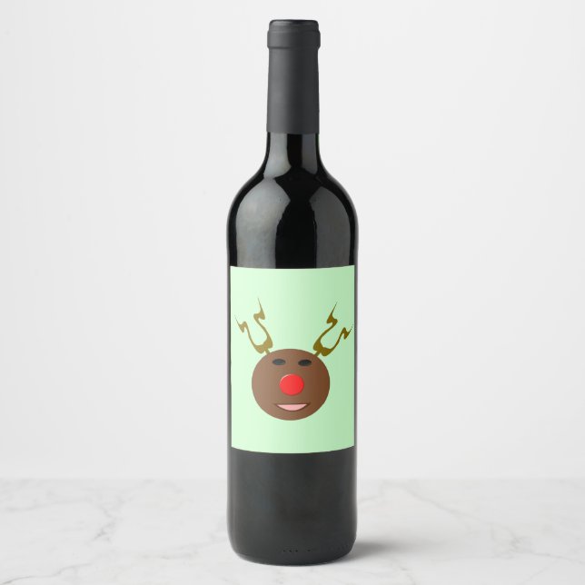 Cyber Christmas Reindeer Labels Weinetikett (Vorderseite)