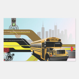 Cyber City Schulbus Rechteckiger Aufkleber