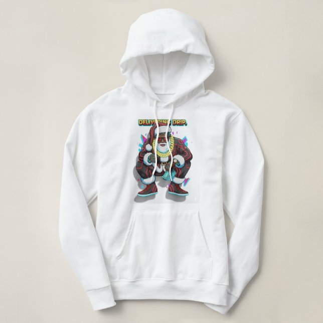 CYBER-CLAUS: Limitierte Edition Grafik Crop Hoodie (Design vorne)