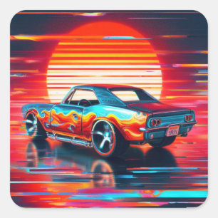 Cyber Cruise Quadratischer Aufkleber