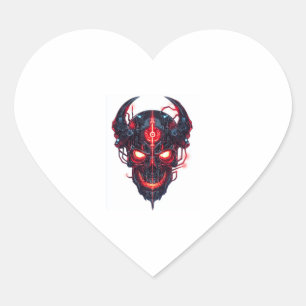 Cyber Demon Skull Lord Herz-Aufkleber