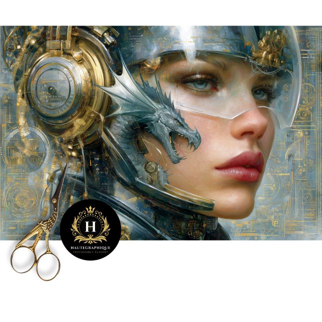 Cyber Dragon Warrior Woman Seidenpapier (Von Creator hochgeladen)