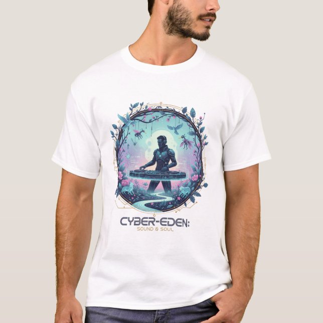 Cyber-Eden DJ Tee – Digital Paradise Beats (Vorderseite)