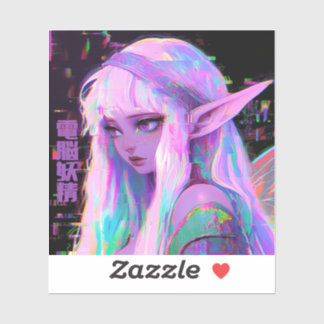 Cyber Fairy "Dennou Yousei" Glitchcore Aufkleber