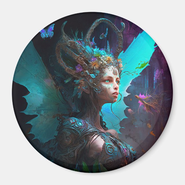 Cyber Fairy Fantasy Art Magnet (Vorne)