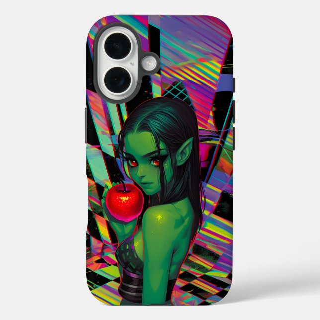 Cyber Fairytale Elf mit Crimson Apple Case-Mate iPhone Hülle (Rückseite)