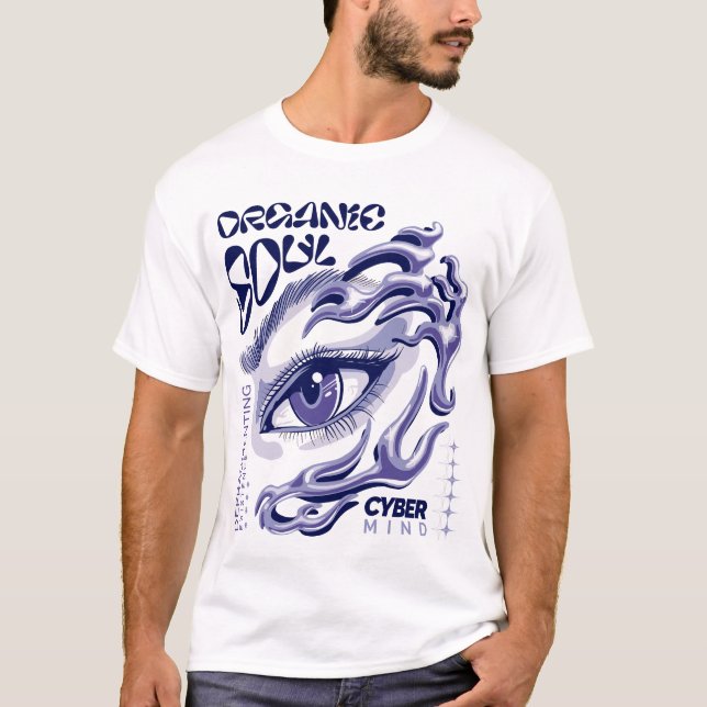 Cyber Fantasy Eye with Liquid Waves T-Shirt (Vorderseite)