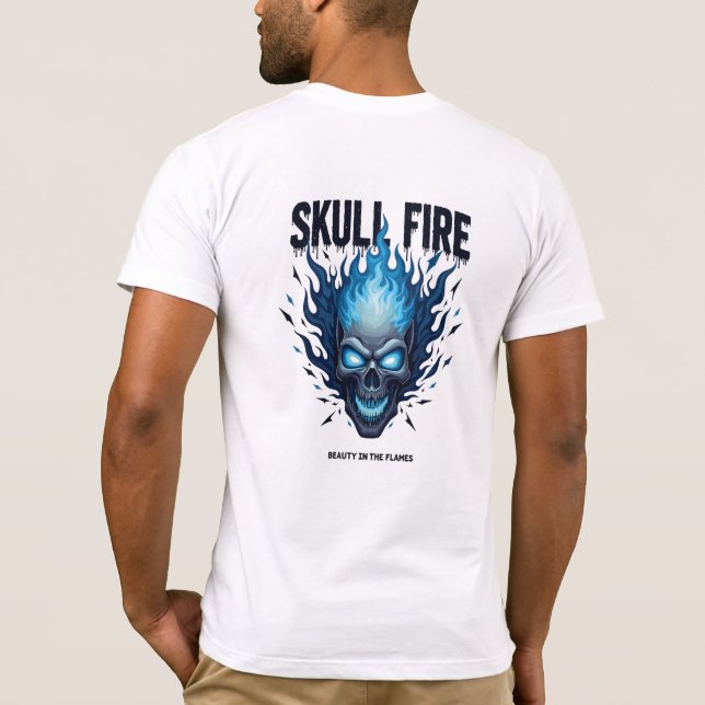 Cyber Flame Skull Shirt - Blue Fire 2025 Grunge Ar (Rückseite)