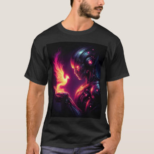 Cyber Futuristischer Robot Phoenix Feuergeist T-Shirt