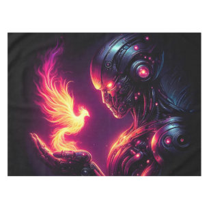 Cyber Futuristischer Robot Phoenix Feuergeist Tischdecke