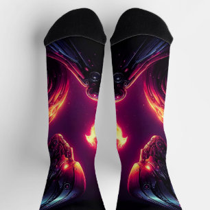 Cyber futuristischer Roboter-Phönix-Feuergeist Socken