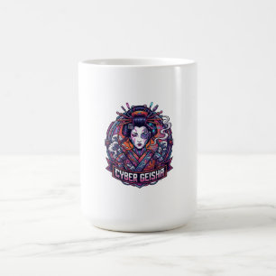 Cyber Geisha Neon-Cyberpunk-Porträt Kaffeetasse