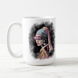 Cyber-Girl mit Perlenohrring Kaffeetasse